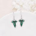 wholesale 925 Sterling Silver Green Leaf Drop Dangle Earrings with French Hook for Women Girls Gifts-0-3