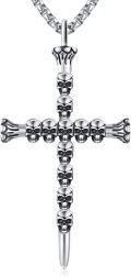 wholesale 925 Sterling Silver Skulls Cross Pendant Necklace  for Men & Women-0-0