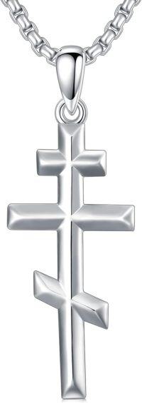 wholesale 925 Sterling Silver Celtic Crucifix Nail Fish Hook Cross Pendant Necklace for Men & Women-Beveled Orthodox Cross Necklace