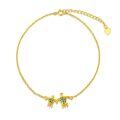 TOUPOP 14K Yellow Gold & Opal Sea Turtle Anklet for Women, 8+2 Inch-0-0