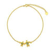TOUPOP 14K Yellow Gold & Opal Sea Turtle Anklet for Women, 8+2 Inch-undefined