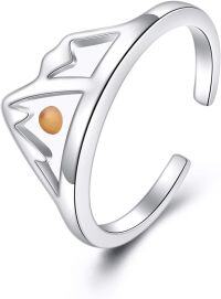 wholesale 925 Sterling Silver Adjustable Mountain Mushroom Mermaid Open Ring for Women Girls-Mountain(Mustard Seed)