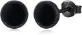 wholesale 925 Sterling Silver Round Black Onyx CZ Stud Earrings for Women and Men-0-0
