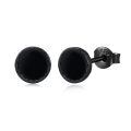 wholesale 925 Sterling Silver Round Black Onyx CZ Stud Earrings for Women and Men-0-0