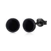 wholesale 925 Sterling Silver Round Black Onyx CZ Stud Earrings for Women and Men-A - Black Onyx (7 MM)