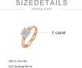 wholesale TOUPOP Rose Gold Plated Halo Wedding Rings For Women 1ct Moissanite Diamond Personalized Halo Engagement Ring Anniversary Birthday Mother's Day Jewelry Gifts For Her Wife Bride Girlfriend -0-3