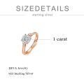 TOUPOP Rose Gold 1ct Moissanite Halo Engagement Wedding Ring For Women-0-3