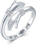 wholesale Sterling Silver Adjustable Give Me a Hug Inspirational Ring Gift for Mom Daughter Friends-0-0