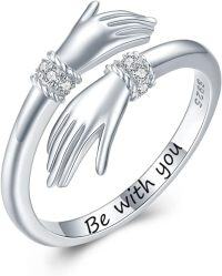 wholesale Sterling Silver Adjustable Give Me a Hug Inspirational Ring Gift for Mom Daughter Friends-Be with You