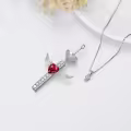 TOUPOP Sterling Silver Ruby Heart Crystal Cremation Jewelry Cross Urn Necklace-0-2