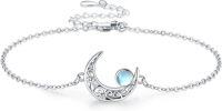 wholesale 925 Sterling Silver Moonstone Birthstone Moon Bracelet Butterfly Dragonfly Celtic Jewelry for Women-Moonstone-Silver