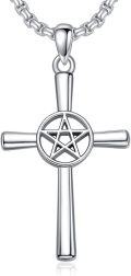 wholesale Star Of David/star Cross Necklace For Men Women 925 Sterling Silver Jewish Star Cross Pendant Protection Religious Necklace Gift For Fathers Day Christmas -0-0