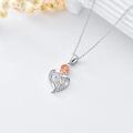 wholesale 925 Sterling Silver & Copper Plated Rose Flower Heart Pendant with Cubic Zirconia Necklaces for Women s-0-3