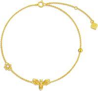 wholesale 14K Yellow Gold Bee & Daisy Flower Beaded Bracelet - Nickel-Free, Lead-Free, Hypoallergenic-14K Gold-Yellow