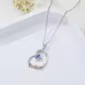 TOUPOP Sterling Silver & Stone Mom Daughter Sister Heart Butterfly Necklace-0-4