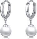 wholesale 925 Sterling Silver Freshwater Pearl Drop Dangle Huggie Hoop Earrings for Women -0-0