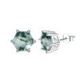 wholesale 925 Sterling Silver Hexagon Green Moss Agate Stud Earrings for Women - Natural Stone s-0-0