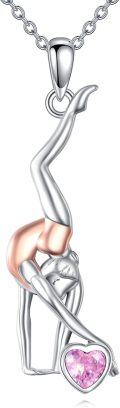 wholesale 925 Sterling Silver Sports Girl with Pom-Poms Charm Necklace - Cheerleading Gifts for Women-0-5