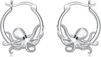 wholesale 925 Sterling Silver Shiny Octopus Earrings, Hypoallergenic, Nickel-Free, Perfect Gift for Halloween Birthday Christmas-A1-Shiny Octopus Earrings in Sliver