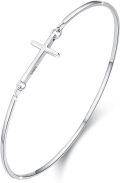 wholesale 925 Sterling Silver Infinity Cross Bangle Bracelet for Women - Christian Religious s-0-0