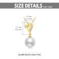 TOUPOP 14K Gold Freshwater Pearl Dolphin Flower Pendant Necklace-0-2