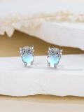 wholesale 925 Sterling Silver Blue Moonstone Highland Cow Stud Earrings for Women Girls Animal  48x36mm-0-1
