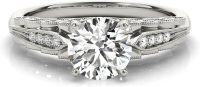 wholesale 14K White Gold 1.5CT Moissanite Floral Engagement Ring with Graduated Cathedral Band, Lab-Grown Stones, Nickel-Free Hypoallergenic, Gift Box-14k