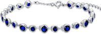 wholesale 925 Sterling Silver Blue Sapphire CZ Tennis Bracelet for Women -Blue