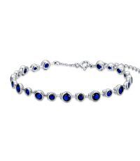 wholesale 925 Sterling Silver Blue Sapphire Tennis Bracelet With Clasp-Blue