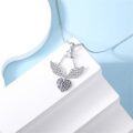 wholesale 925 Sterling Silver Purple Crystal Heart & Wing Flower Pendant Necklace for Women-0-1