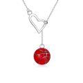 wholesale 925 Sterling Silver Heart & Red Enamel Basketball Lariat Necklace Sports Jewelry for Women-0-0