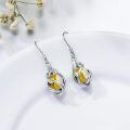wholesale 925 Sterling Silver Twisted Design Yellow Gemstone Drop Earrings-0-4