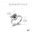 TOUPOP 925 Sterling Silver Heart Paw Print Dog Cremation Memorial Ring-0-1