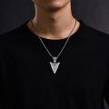 wholesale 925 Sterling Silver Viking Arrowhead Pendant Necklace  for Men - Antique Style Norse Jewelry with Intricate Design and Chain (Length: 24)-0-3