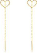 wholesale 14K Gold Heart Drop Earrings 14K Solid Gold Threaders for Women-0-0