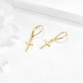 wholesale 14K Gold Cross Heart Shape Pendant Leverback Earrings  for Women Girls Birthdays Anniversary Christmas Presents-0-4