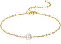 wholesale 14K Gold Freshwater Pearl Anklet for Women-White 1