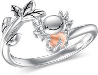 wholesale 925 Sterling Silver Adjustable Bat Highland Cow Ring Animal Jewelry Gift for Her-Axolotl