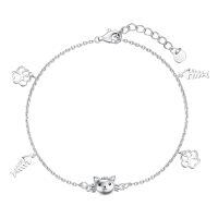 wholesale 925 Sterling Silver Cat Charm Bracelet With Paw Fish Charms-Cat-Paw Print & Fish
