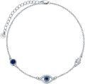 wholesale 925 Sterling Silver Blue Evil Eye Charm Anklet with Chain and Clasp-0-0