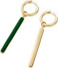 wholesale 925 Sterling Silver Plated Gold- Green Stone Long Drop Earrings for Women 14k Gold -0-3
