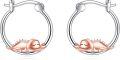 wholesale 925 Sterling Silver Dinosaur Hoop Earrings - Adorable Gift for Girls and Women-0-0