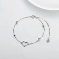 wholesale 14K Gold Heart-Shaped Anklet with Cubic Zirconia Stones and Adjustable Chain Length for Women (7-10)-0-1
