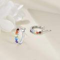 wholesale 925 Sterling Silver Rainbow Heart-Shaped Gemstone Huggie Hoop Earrings for Women-0-8