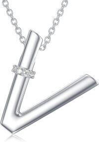 wholesale 925 Sterling Silver WG 925 Sterling Silver Natural Diamond A Z Letter Necklace for Women-V