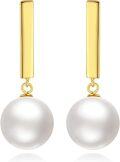 wholesale 925 Sterling Silver White Pearl Bar Drop Earrings for Women -0-0