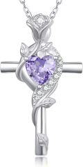 wholesale Sterling Silver Rose Cross Pendant Necklace for Women-0-72