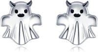 wholesale 925 Sterling Silver 925 Gothic Ghost Bat Skull Spider Stud Earrings for Women Girls Halloween Party Gifts Jewelry-Ghost