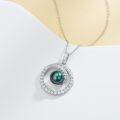 wholesale 925 Sterling Silver Round Green Tahitian Pearl and Cubic Zirconia Circle Pendant Necklace-0-3