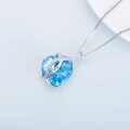 wholesale 925 Sterling Silver Heart Pendant With Red Stone And I Love You Text-0-4